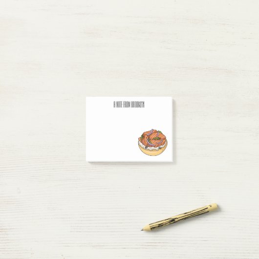 Lachsbagel-Cartoon Post-it Klebezettel (Auf Schreibtisch)