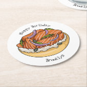 Lachsbagel-Cartoon Runder Pappuntersetzer (Angewinkelt)