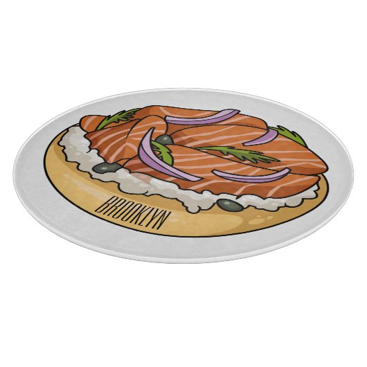 Lachsbagel-Cartoon Schneidebrett (Ecke)
