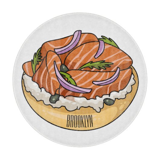 Lachsbagel-Cartoon Schneidebrett (Vorderseite)