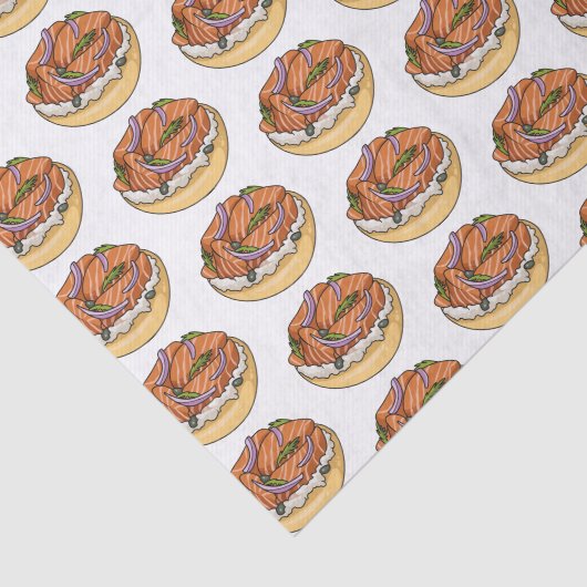 Lachsbagel-Cartoon Seidenpapier (Ausschnitt)