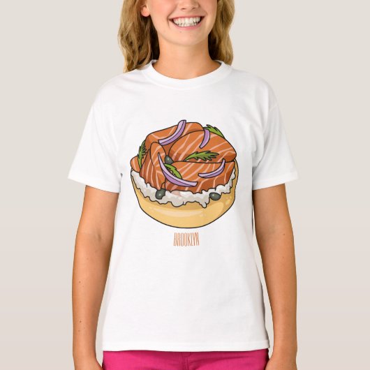 Lachsbagel-Cartoon T-Shirt (Vorderseite)