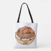 Lachsbagel-Cartoon Tasche (Rückseite)