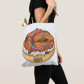 Lachsbagel-Cartoon Tasche (Von Nahem)