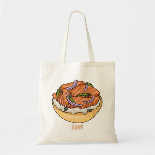 Lachsbagel-Cartoon Tragetasche