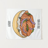 Lachsbagel-Cartoon Wandteppich (Vorderseite (Horizontal))