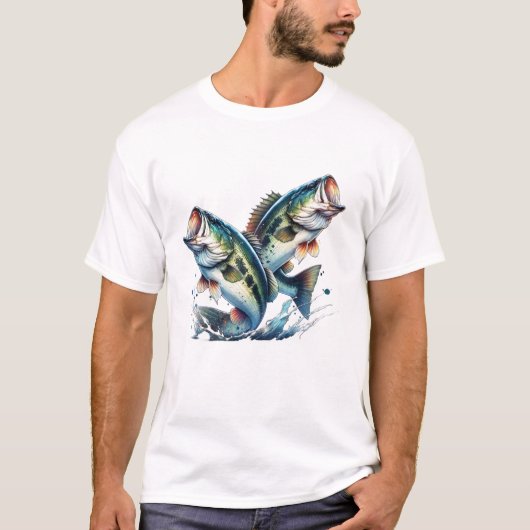 Lachsbarsch-Angelfischerei T-Shirt (Vorderseite)