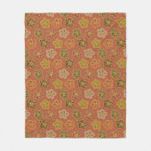 Lachsblume Garten, Retro Blume der 70er Jahre. Fleecedecke (Vorderseite)