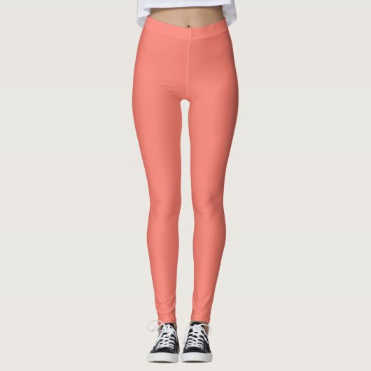 Lachsfarbe Einfarbig Leggings (Vorderseite)