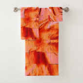 Lachsfarbe in Mosaikstruktur weich geschnitzt Badhandtuch Set (Insitu)