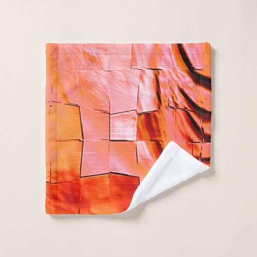Lachsfarbe in Mosaikstruktur weich geschnitzt Badhandtuch Set (Waschlappen)