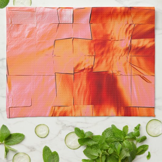 Lachsfarbe in Mosaikstruktur weich geschnitzt Geschirrtuch (Gefaltet)