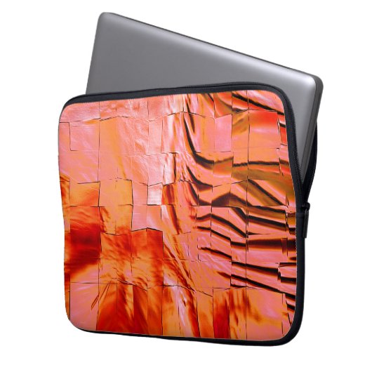 Lachsfarbe in Mosaikstruktur weich geschnitzt Laptopschutzhülle (Vorderseite Links)
