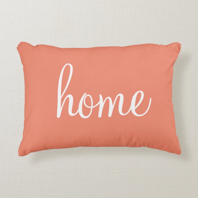 Lachsfarbe "Zuhause" hübsches Akzent Kissen (Vorderseite)