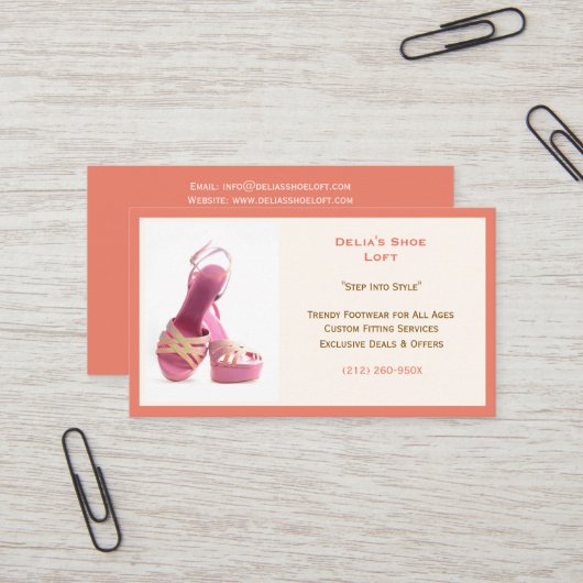 Lachsfashion Schuhe Pink High Heels Visitenkarte (Vorderseite/Rückseite Beispiel)