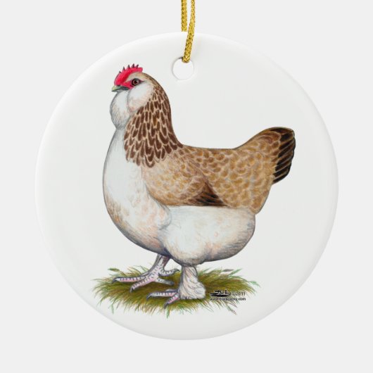 LachsFaverolle Henne Keramik Ornament (Vorne)