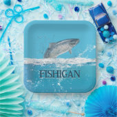 Lachsfisch in Wasser mit Michigan-Text Pappteller (Party)