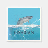 Lachsfisch in Wasser mit Michigan-Text Serviette (Vorderseite)