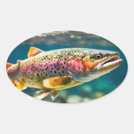 Lachsfisch Ovaler Aufkleber