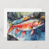 *~* Lachsfisch Schwimmen Männer Geschenk AP49 Feiertagspostkarte (Vorne/Hinten)