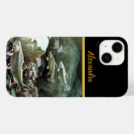 Lachsfische schwimmen unter dem Wasser Monogramm Case-Mate iPhone Hülle (Rückseite (Horizontal))