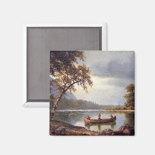 Lachsfischerei auf dem Cascapediac Albert Bierstad Magnet (Vorderseite/Rückseite)