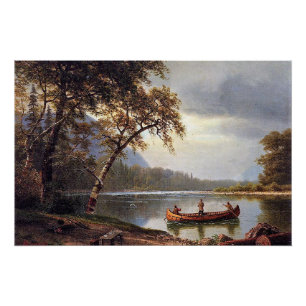 Lachsfischerei auf dem Cascapediac Albert Bierstad Poster