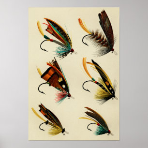Lachsfliegen 18 bis 22 Vintage Poster