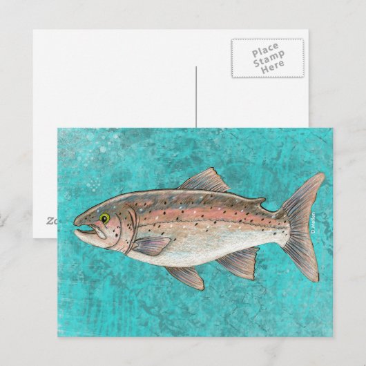 Lachskizze Postkarte (Vorne/Hinten)