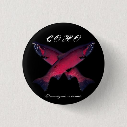Lachsknopf SchwarzFischeier Button (Vorderseite)