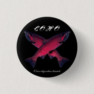 Lachsknopf SchwarzFischeier Button