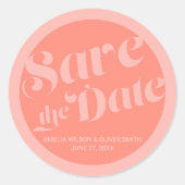 Lachskoralle Blühe Typografie Save the Date Runder Aufkleber (Vorderseite)