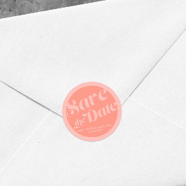 Lachskoralle Blühe Typografie Save the Date Runder Aufkleber