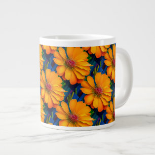 Lachsrosa Blumenmuster Jumbo-Tasse