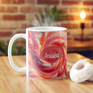Lachsrosa moderne abstrakte Wirbel Kaffeetasse