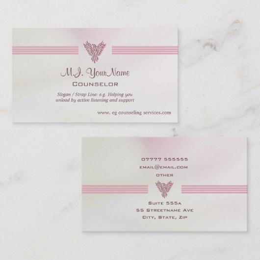 Lachsrosa Satinblick Ratgeber Visitenkarte (Vorne/Hinten)