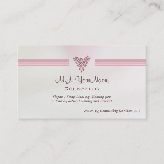 Lachsrosa Satinblick Ratgeber Visitenkarte (Vorderseite)