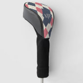 Lachsrosa und Navy-Argyle-Muster Golf Headcover (angewinkelt)