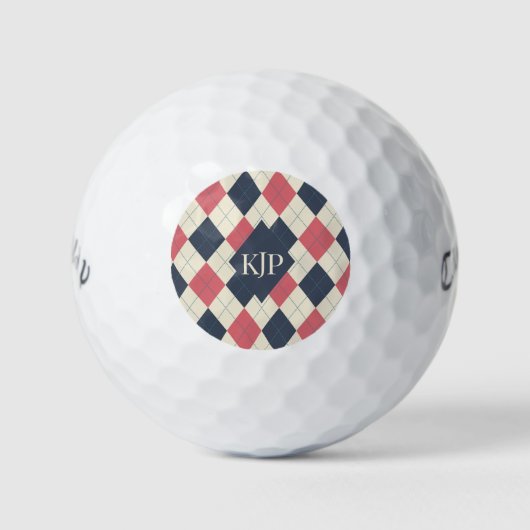Lachsrosa und Navy-Argyle-Muster Golfball (Vorderseite)