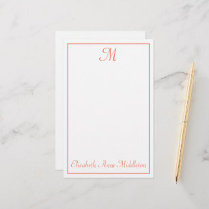 Lachsrosa und weißes Monogramm Briefpapier