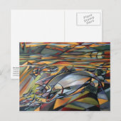 Lachssonnenaufgangkubismus Postkarte (Vorne/Hinten)