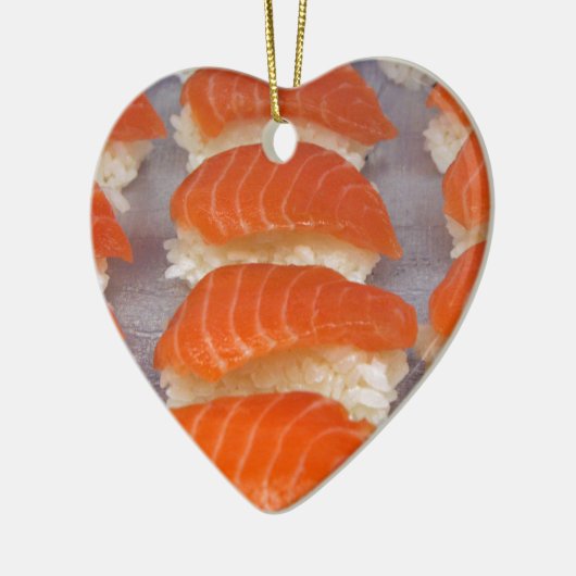 Lachssushi - Sashimi Keramik Ornament (Links)