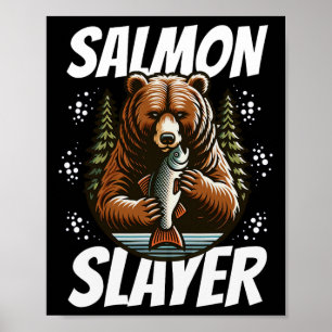 Lachsvernichter Lustiger Bär Fischen Lachs Fisch  Poster