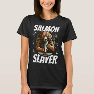 Lachsvernichter Lustiger Bär Fischen Lachs Fisch  T-Shirt