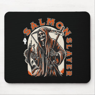 Lachsvernichter Lustiges Skelett Fischen Lachs Fis Mousepad