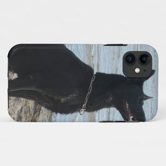 Lack-schwarzer Schäferhund Case-Mate iPhone Hülle (Rückseite (Horizontal))