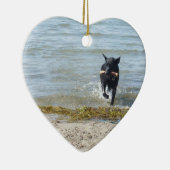 Lack-schwarzer Schäferhund Keramik Ornament (Rechts)