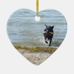 Lack-schwarzer Schäferhund Keramik Ornament