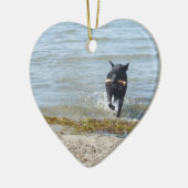 Lack-schwarzer Schäferhund Keramik Ornament (Links)