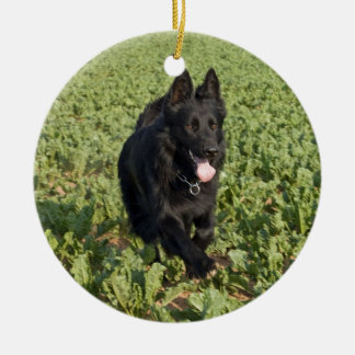 Lack-schwarzer Schäferhund Keramik Ornament